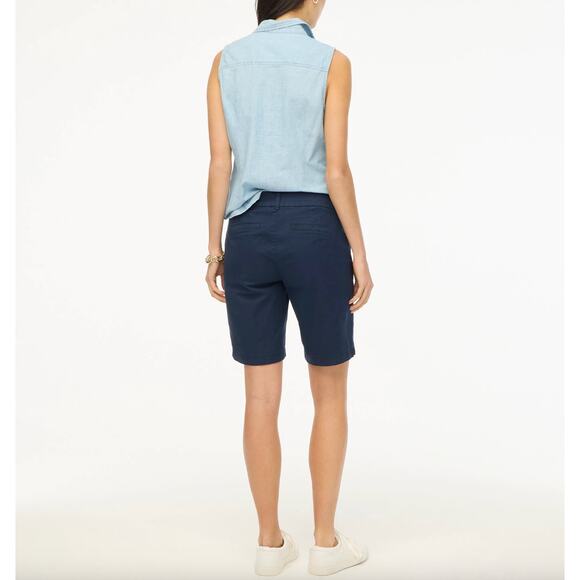 J.Crew 9" Frankie Bermuda Chino Short Cotton Mid Rise Navy Classic Womens US 6 - Picture 3 of 14